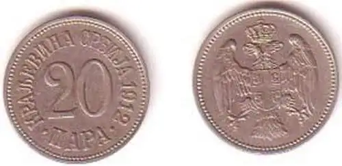 20 Para Nickel Münze Serbien 1912