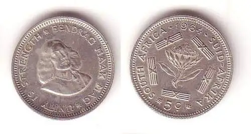 5 Cents Silber Münze Südafrika 1964