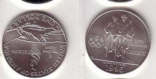 1 Dollar Silber Münze USA Olympiade Radfahrer 1995