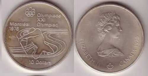 10 Dollar Silbermünze Kanada Olympiade Montreal 1976, von 1975