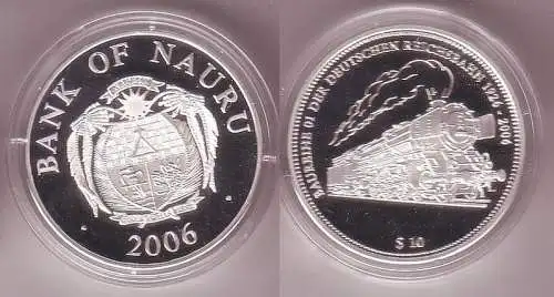 10 Dollar Silber Münze Nauru 2006 Dampflokomotive