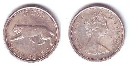 25 Cents Silber Münze Kanada 1867-1967 Puma