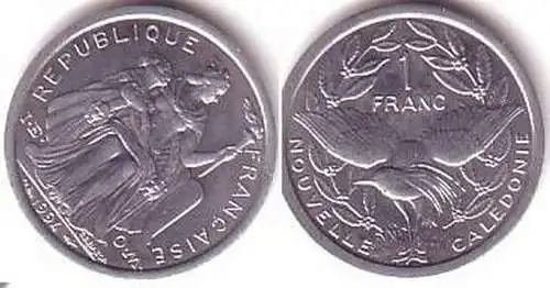 1 Franc Aluminium Münze Neu Kaledonien 1994