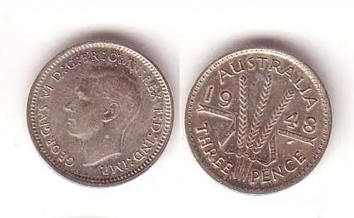 3 Pence Silber Münze Australien 1948