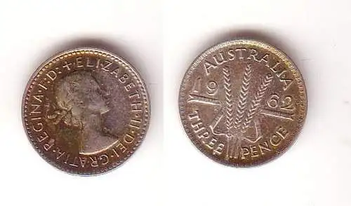 3 Pence Silber Münze Australien 1962