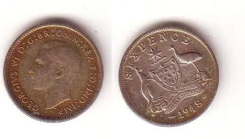 6 Pence Silber Münze Australien 1948