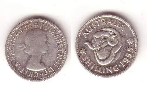 1 Schilling Silber Münze Australien 1955