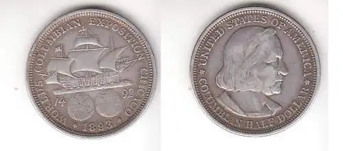 1/2 Dollar Silber Münze USA Kolumbusausstellung Chicago 1893