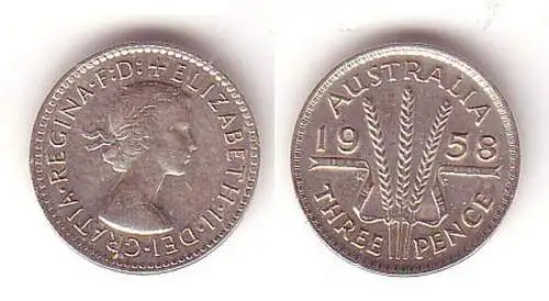 3 Pence Silber Münze Australien 1958