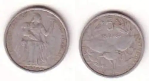 5 Francs Aluminium Münze Neu Kaledonien 1952