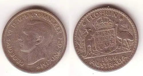 1 Florin Silber Münze Australien 1946