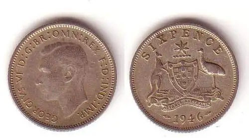 6 Pence Silber Münze Australien 1946