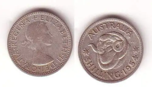 1 Schilling Silber Münze Australien 1954