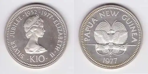 10 Kina Silber Münze Papua Neuguinea 1977 Queen Elisabeth II (155887)