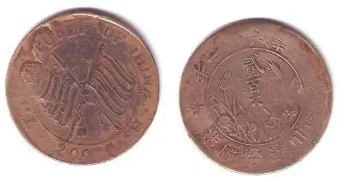 200 Cash Messing Münze Republic of China ohne Jahr (1913)