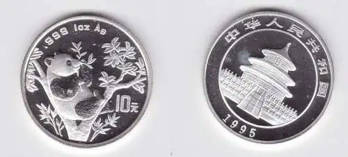 10 Yuan Silber Münze China 1995 Panda 1 Unze Silber (131448)