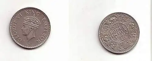 alte 1 Rupie Silber Münze Indien 1941