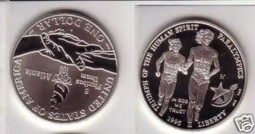 1 Dollar Silber Münze USA 1995 Paralympics Atlanta