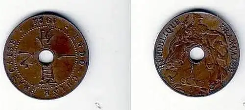 1 Cent Kupfer Münze Französisch Indo China 1921