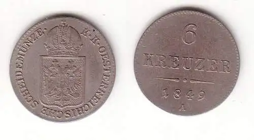 6 Kreuzer Silber Münze Österreich 1849 A