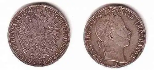 1 Gulden Silber Münze Österreich 1860 A