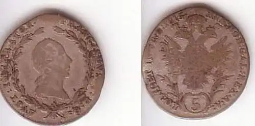 Silber Münze 5 Kreuzer Österreich 1815 A