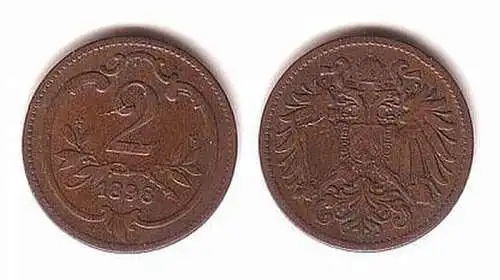 2 Heller Kupfer Münze Österreich 1898