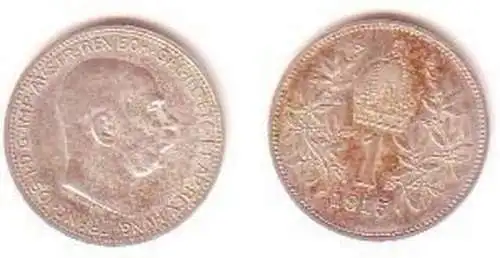 1 Krone Silber Münze Österreich 1915 Franz Josef