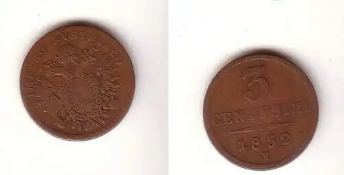 3 Centesimi Kupfer Münze Österreich 1852 V