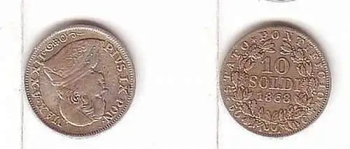 10 Soldi Silber Münze Vatikan 1868 Pius IX.