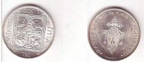 500 Lira Silber Münze Vatikan 1977 vz+