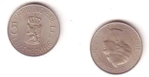 5 Franc Kupfer Nickel Münze Luxemburg 1962