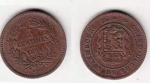 5 Centimes Kupfer Münze Luxemburg 1854