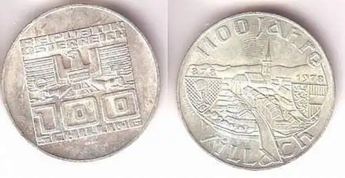 100 Schilling Silber Münze 1100 Jahre Villach 1978