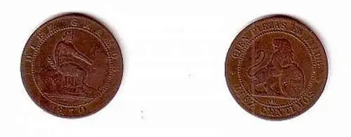 alte 10 Centavos Kupfer Münze Spanien 1870