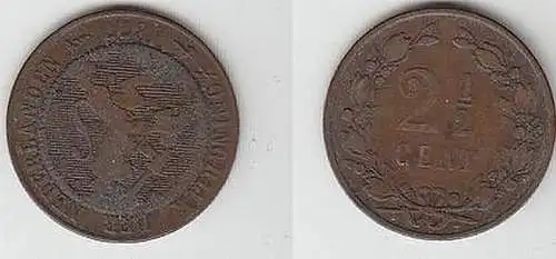 2 1/2 Cent Kupfer Münze Niederlande 1877