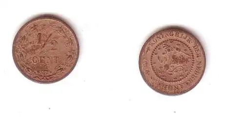 1/2 Cent Kupfer Münze Niederlande 1884