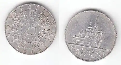 25 Schilling Silber Münze Österreich Mariazell 1157-1957 (112851)