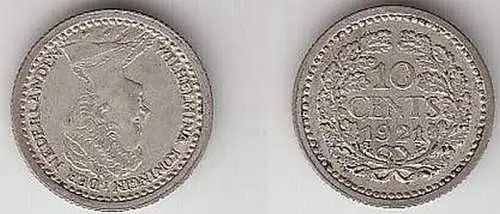 10 Cents Silber Münze Niederlande 1921