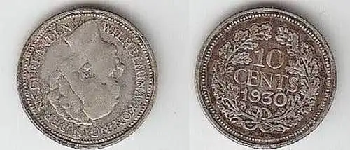 10 Cents Silber Münze Niederlande 1930