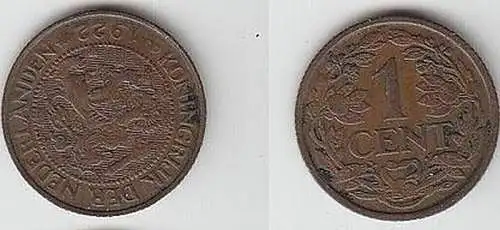 1 Cent Kupfer Münze Niederlande 1922