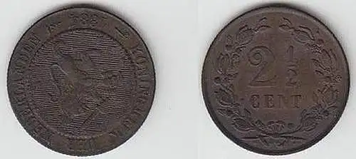 2 1/2 Cent Kupfer Münze Niederlande 1884