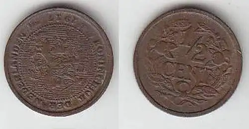 1/2 Cent Kupfer Münze Niederlande 1917