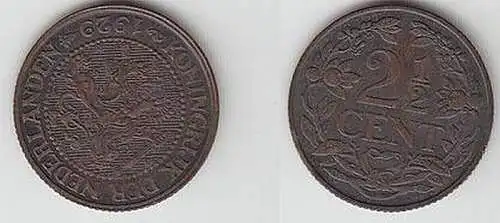 2 1/2 Cent Kupfer Münze Niederlande 1929