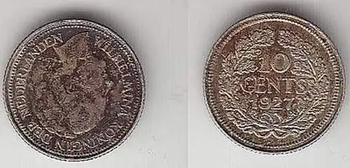 10 Cents Silber Münze Niederlande 1927