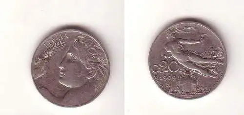 20 Centimes Kupfer Nickel Münze Italien 1909