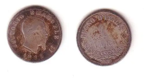 1 Lira Silber Münze Italien 1863 M