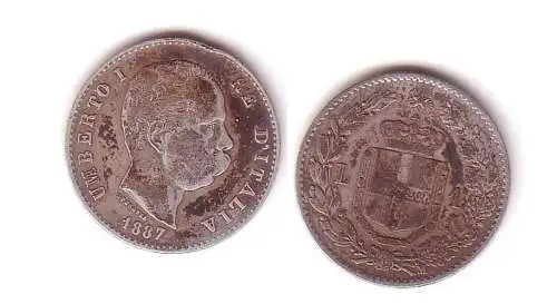 1 Lira Silber Münze Italien 1887 M