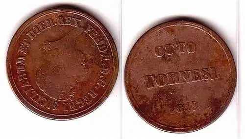 8 Tornesi Kupfer Münze Italien Sizilien 1817