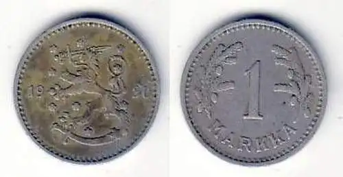 1 Markka Nickel Münze Finnland 1930